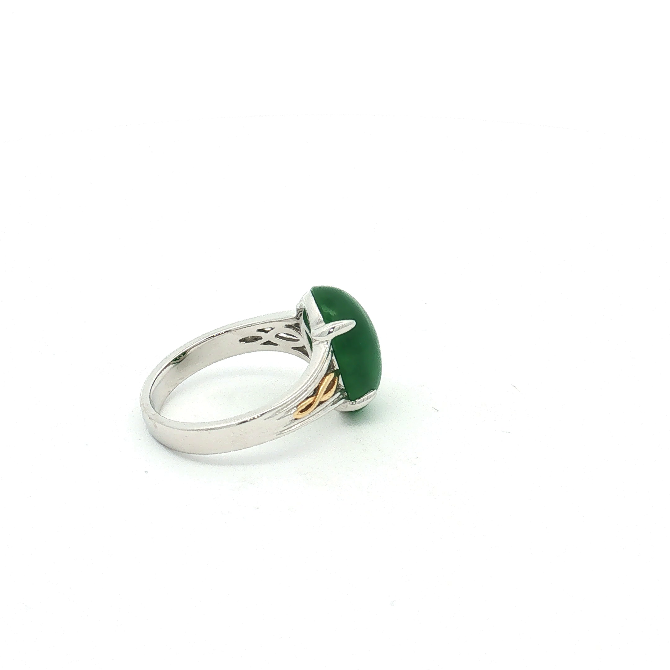 18K Two-Tone Gold Jade Ring