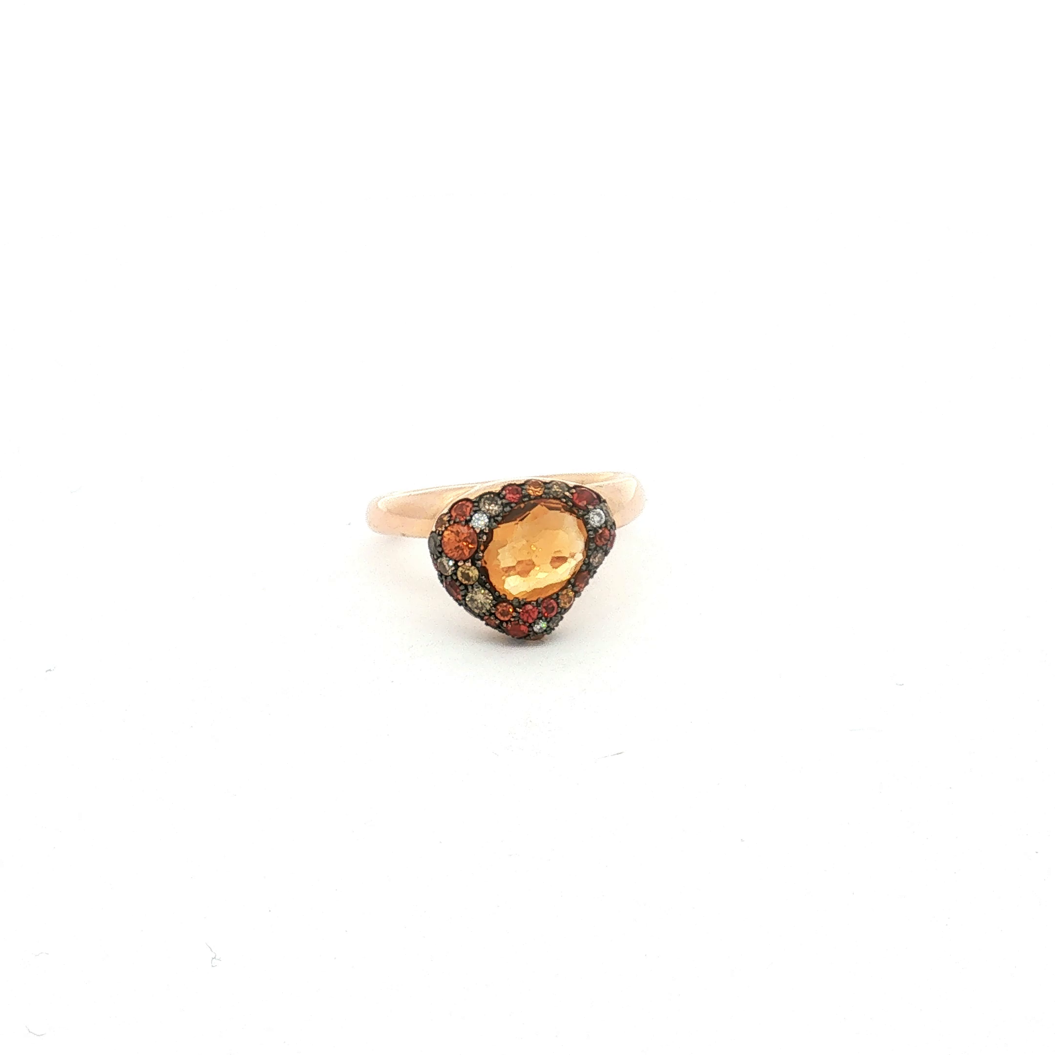 Bucherer 18K Rose Gold Citrine, Diamond and Sapphire Ring