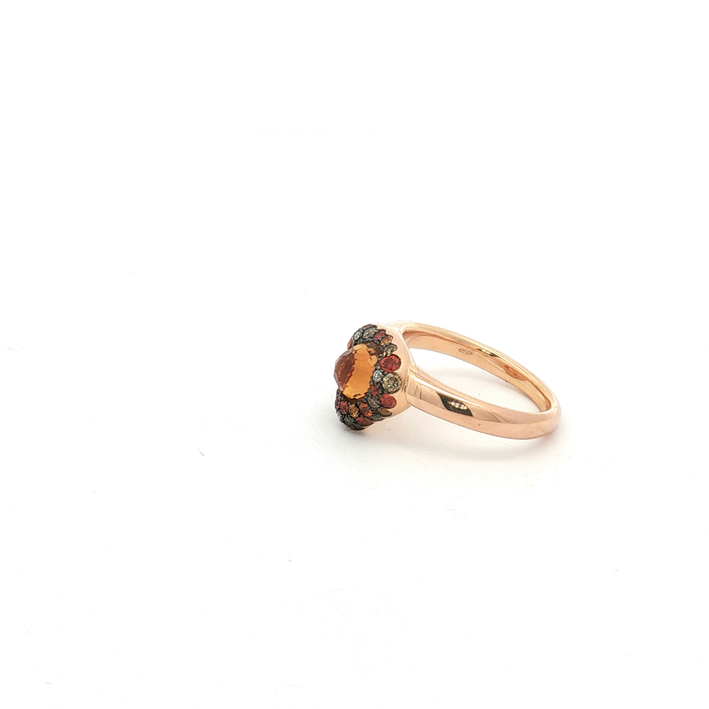 Bucherer 18K Rose Gold Citrine, Diamond and Sapphire Ring