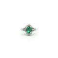 18K White Gold Emerald and Diamond Ring