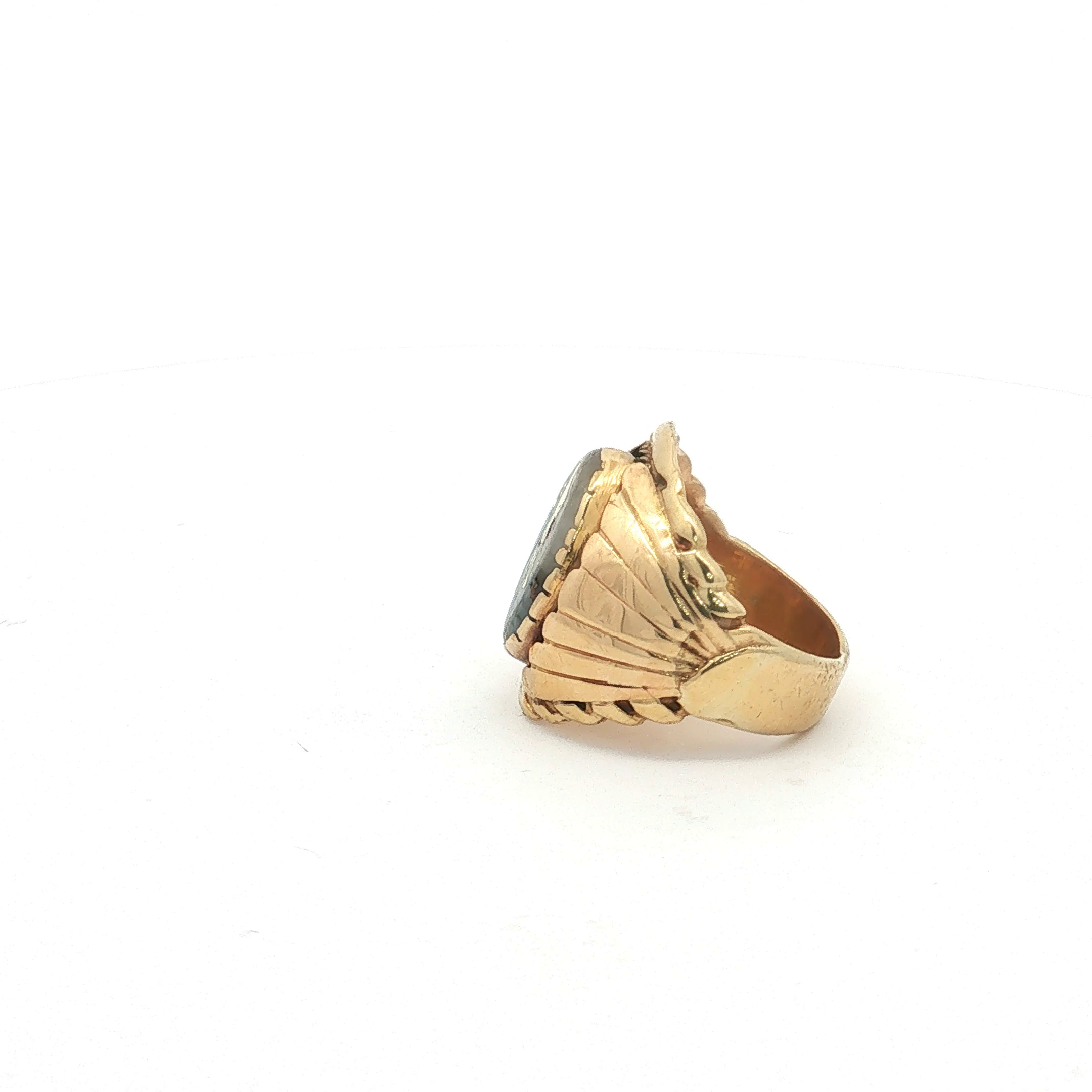 Vintage 14K Yellow Gold Native American Style Gold Quartz Ring
