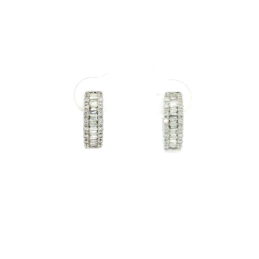 18K White Gold Diamond Huggie Earrings