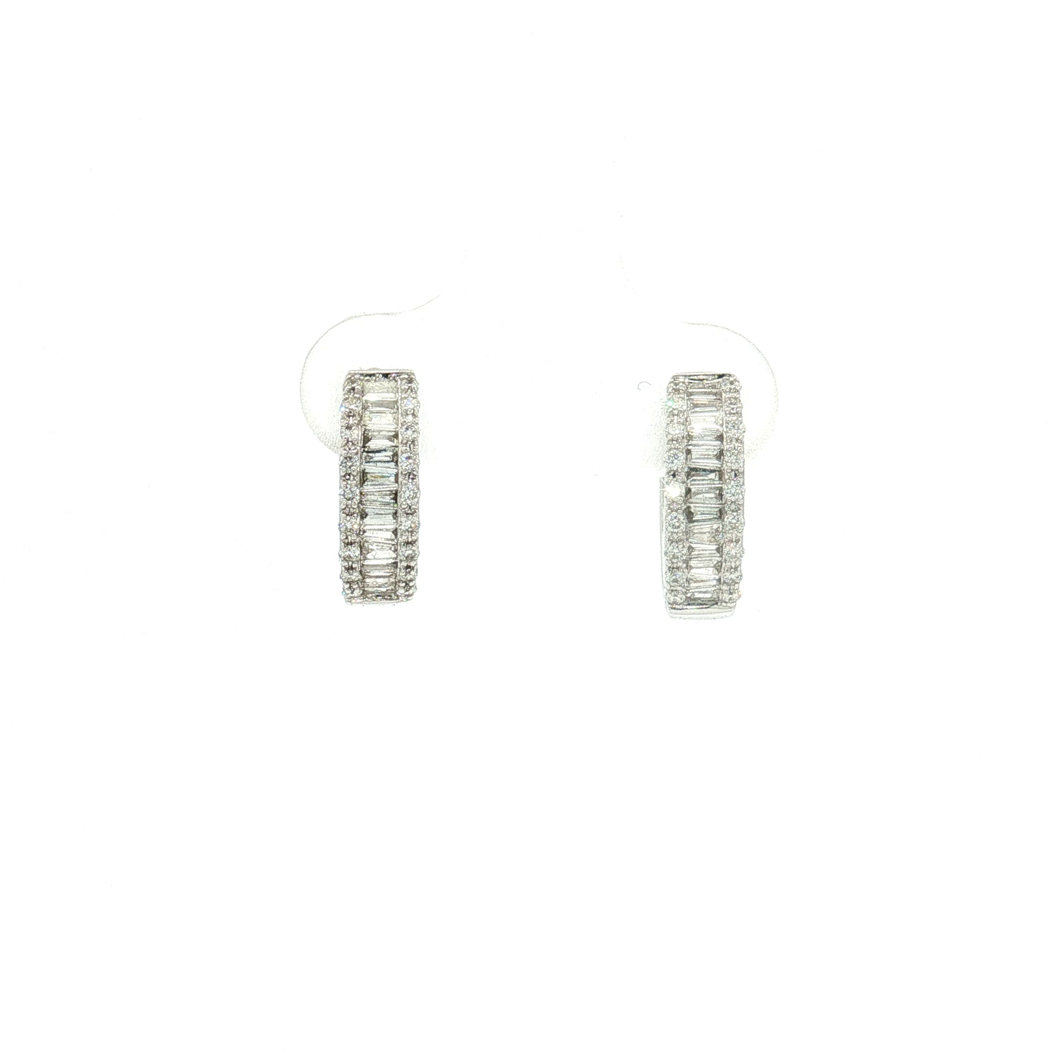 18K White Gold Diamond Huggie Earrings
