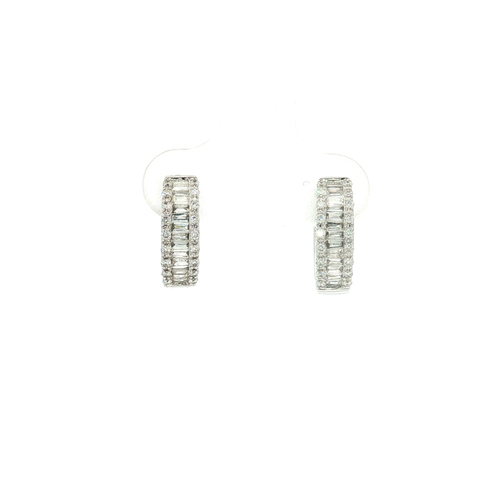 18K White Gold Diamond Huggie Earrings