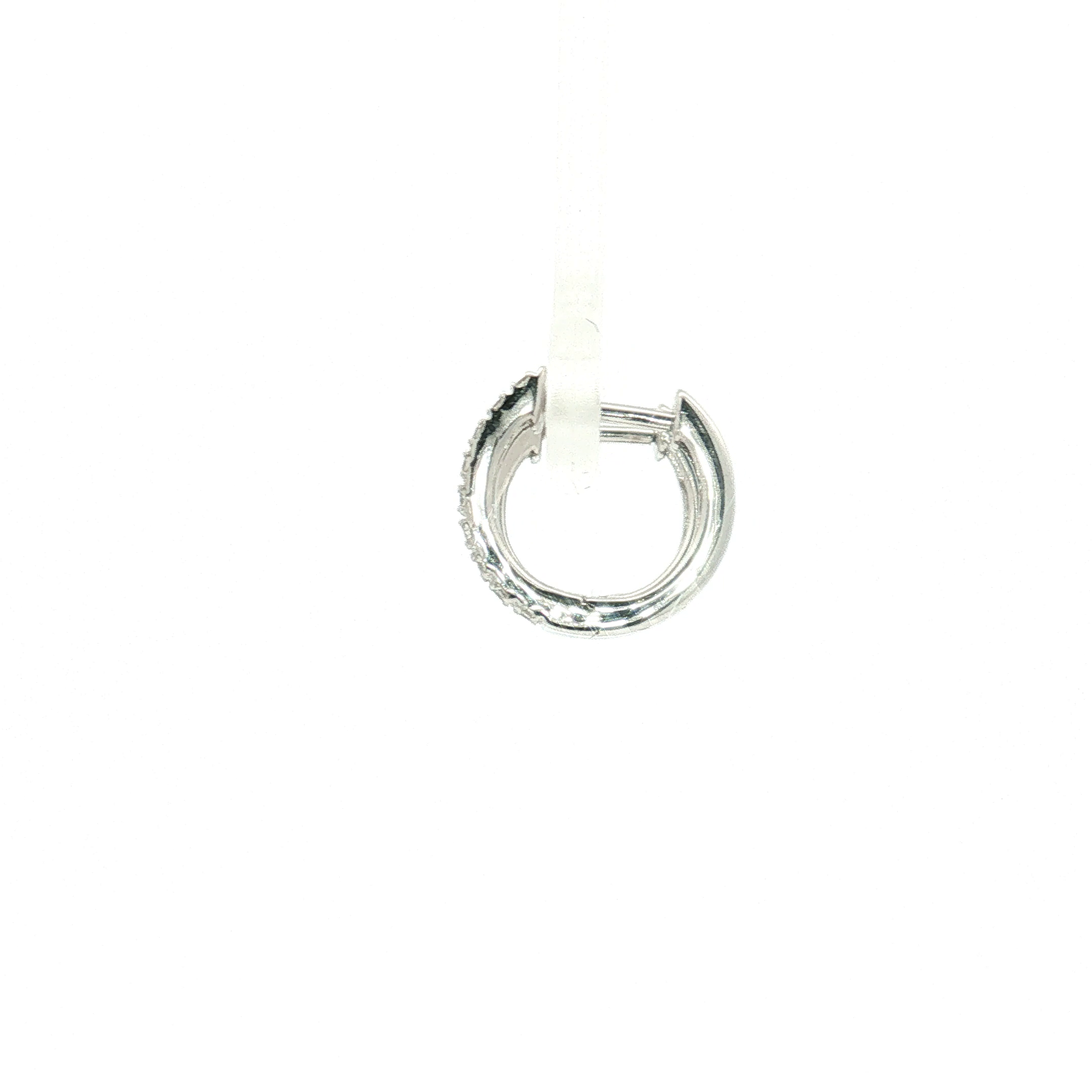 18K White Gold Diamond Huggie Earrings