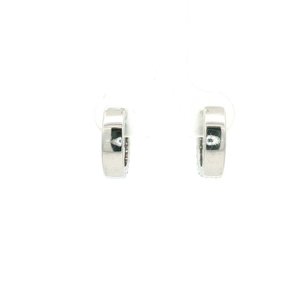 18K White Gold Diamond Huggie Earrings