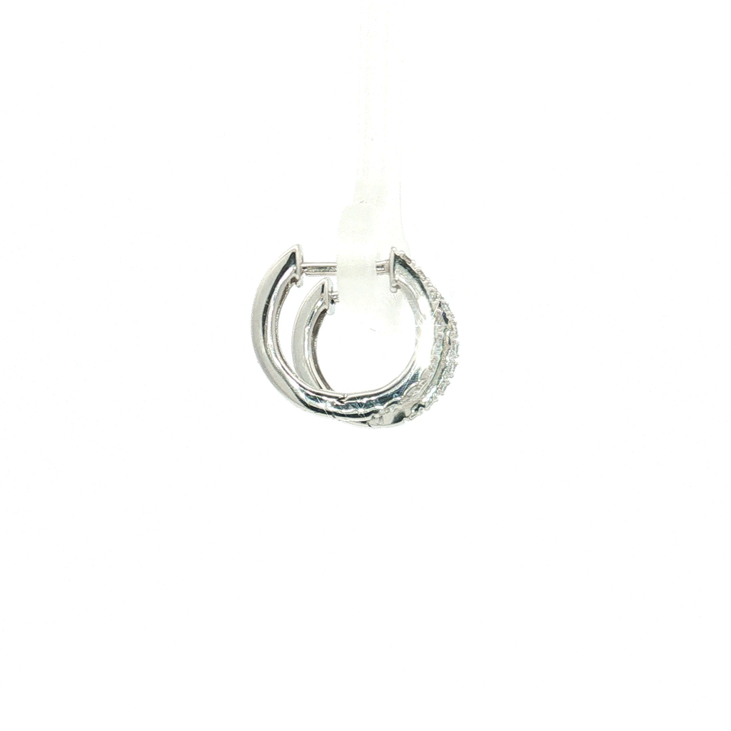 18K White Gold Diamond Huggie Earrings