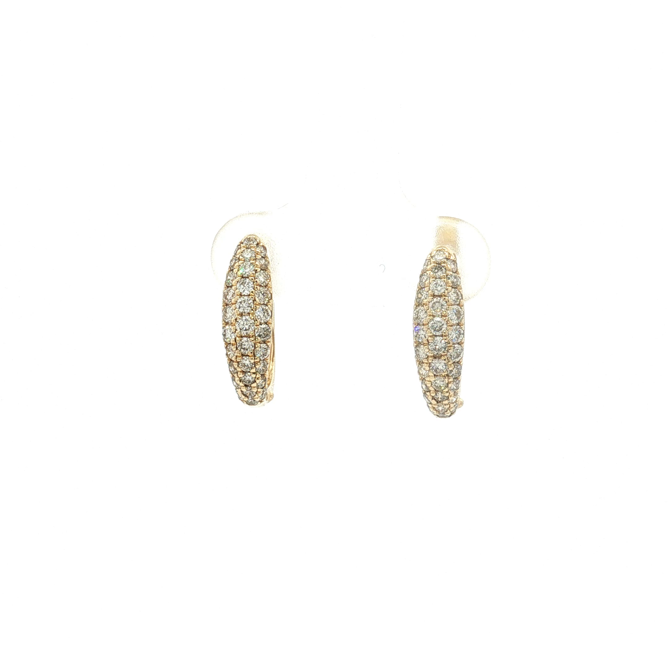 14K Yellow Gold Diamond Hoop Earrings