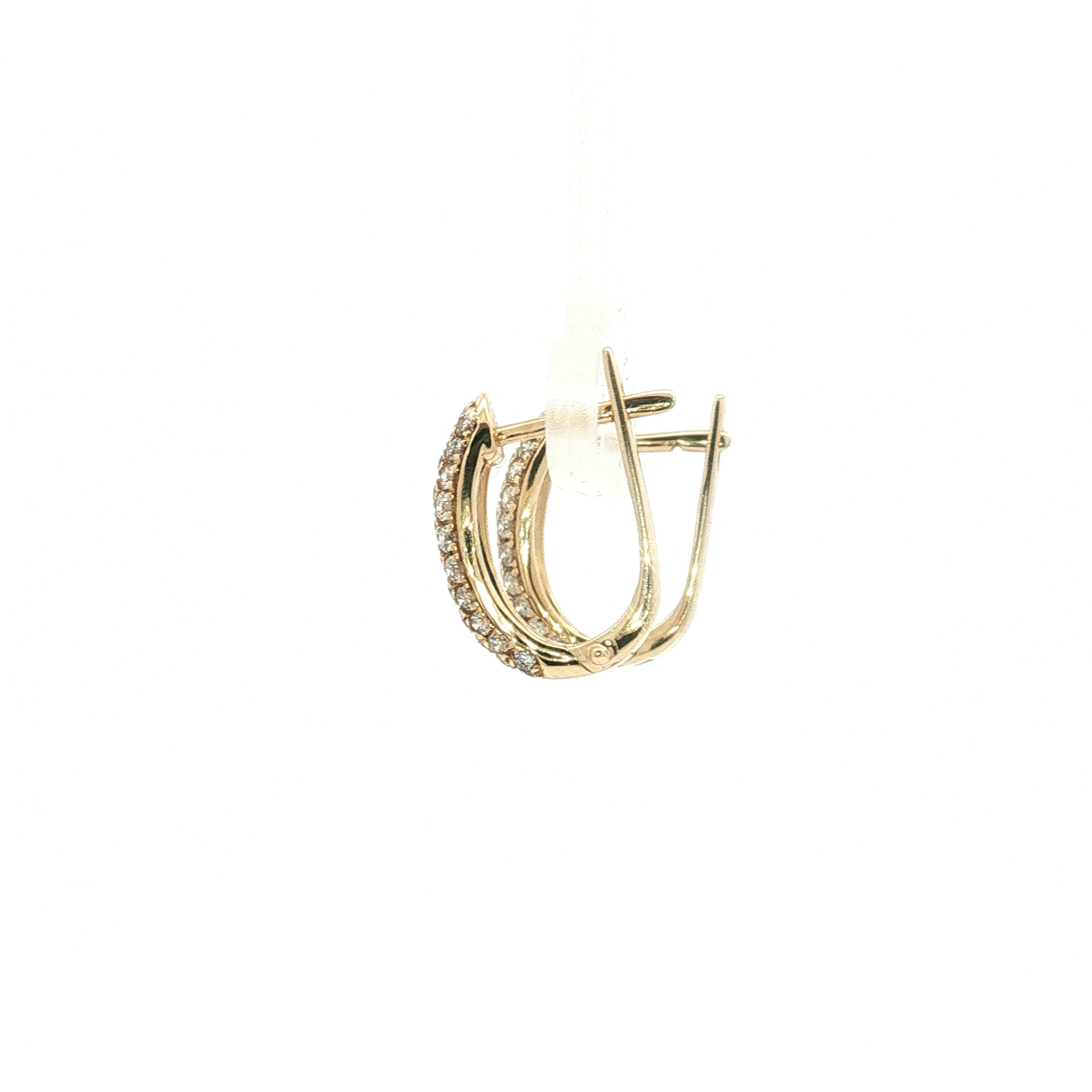 14K Yellow Gold Diamond Hoop Earrings