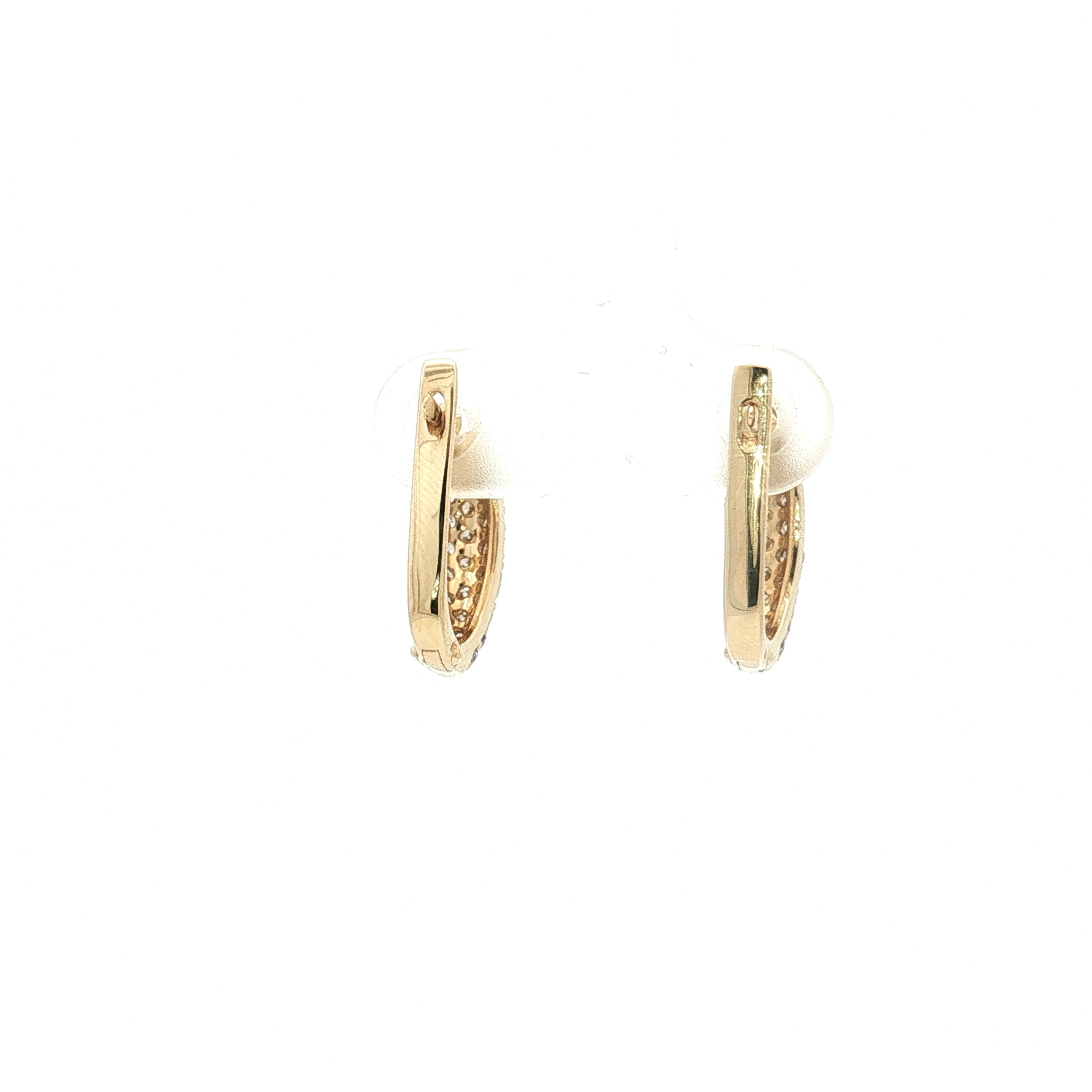 14K Yellow Gold Diamond Hoop Earrings