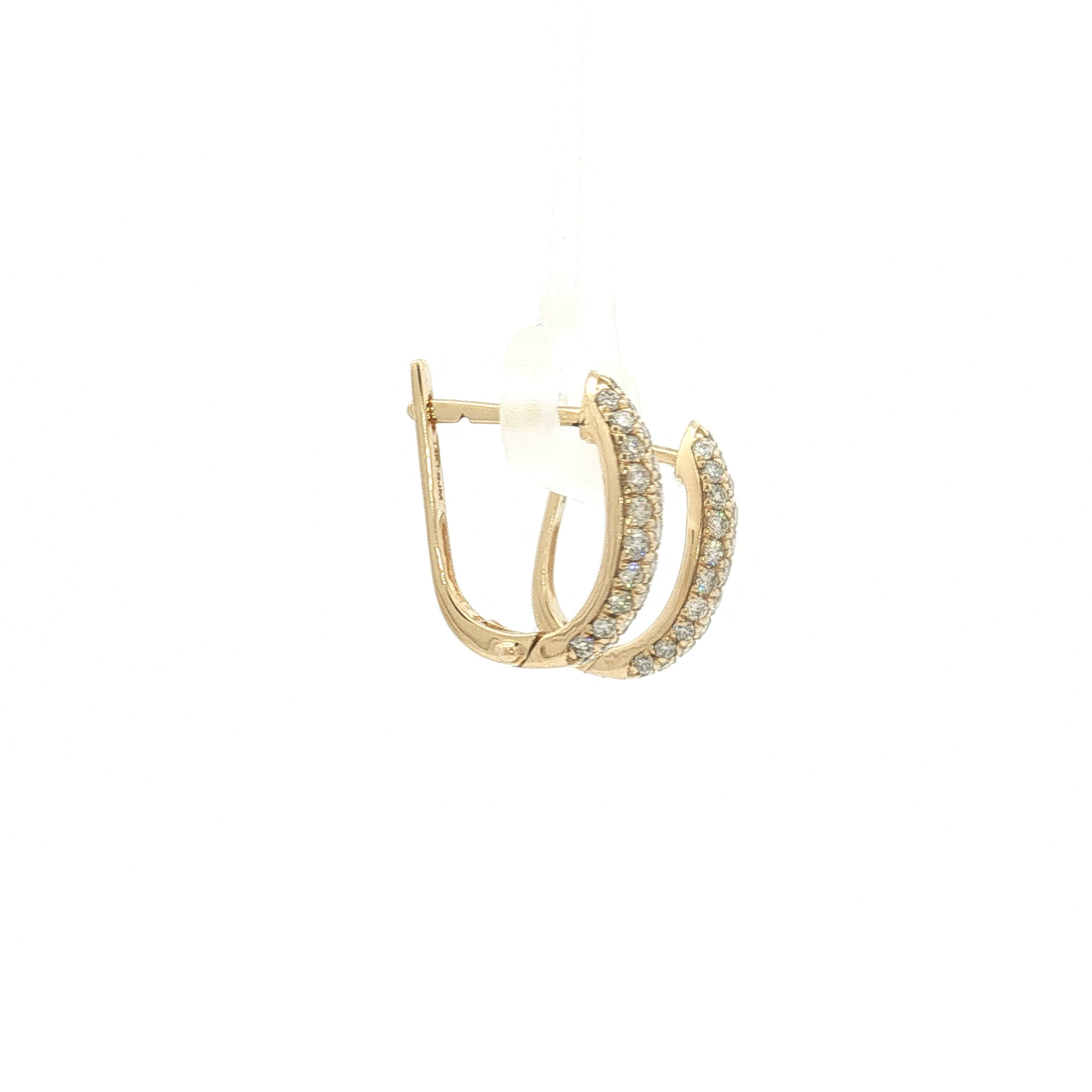 14K Yellow Gold Diamond Hoop Earrings