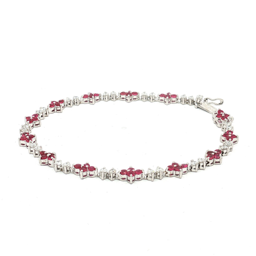 18K White Gold Diamond and Ruby Bracelet