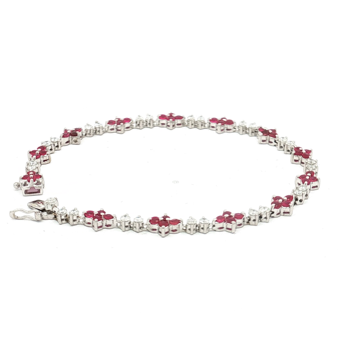 18K White Gold Diamond and Ruby Bracelet