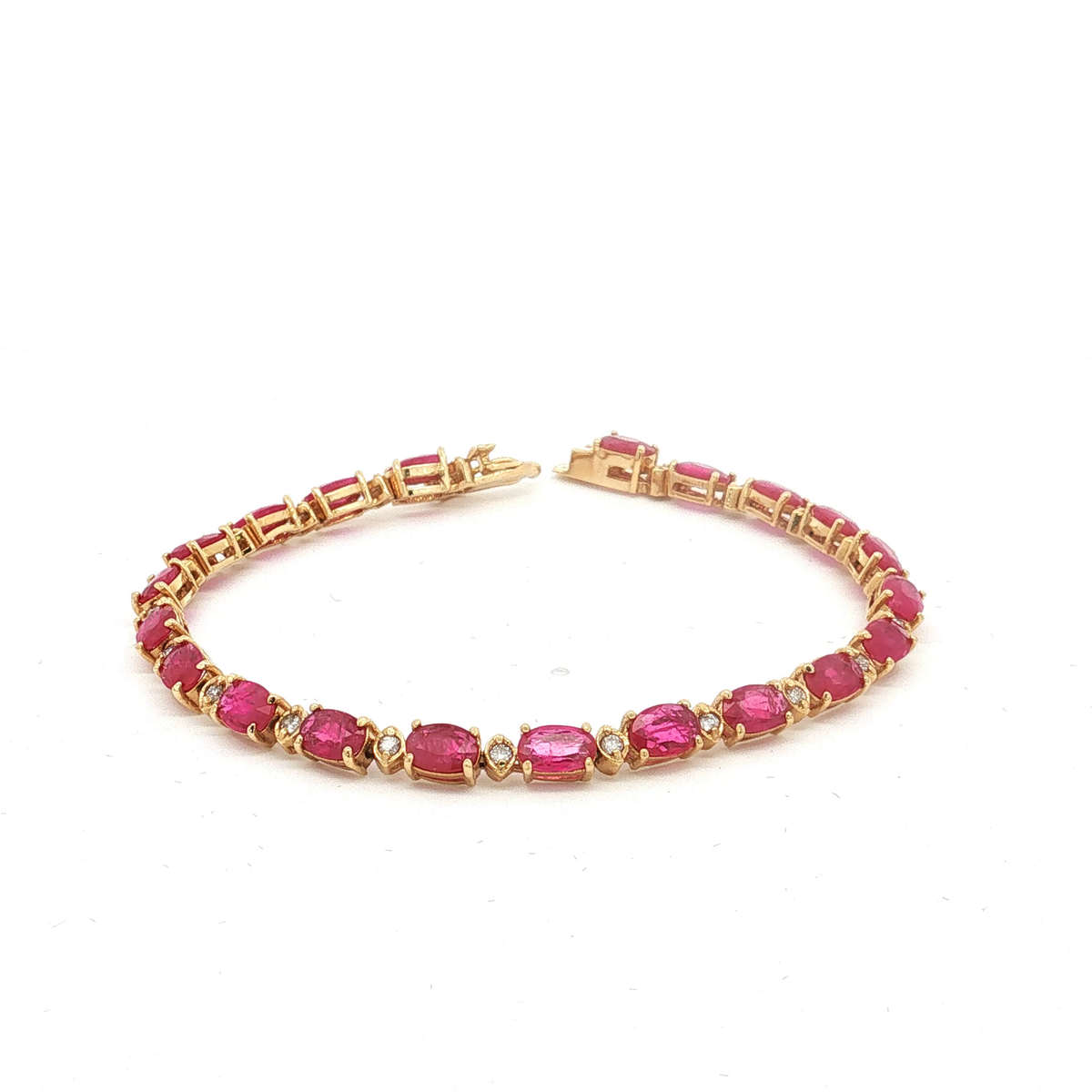 14K Yellow Gold Ruby and Diamond Bracelet