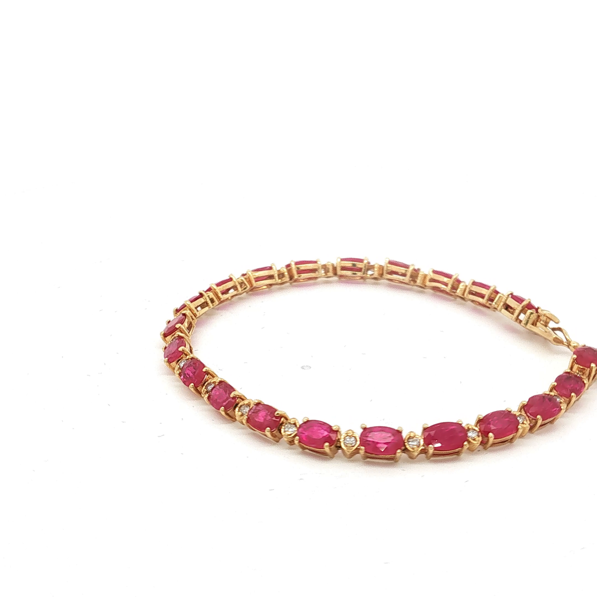 14K Yellow Gold Ruby and Diamond Bracelet