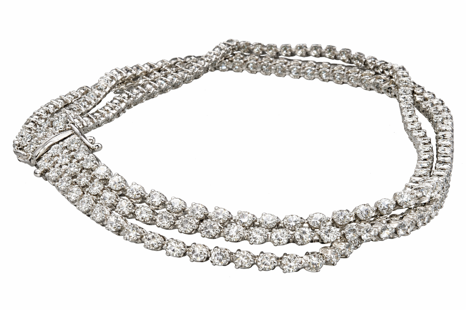 18K White Gold Triple Row 5.0 CTW Diamond Tennis Bracelet
