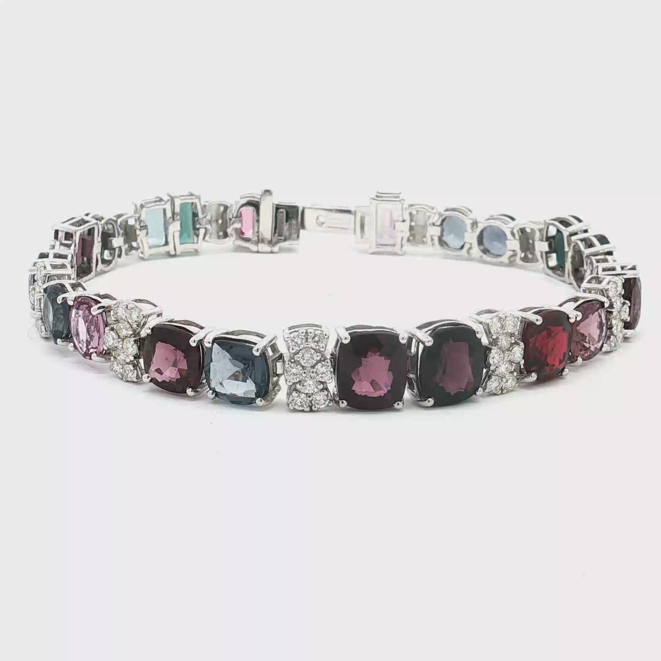 Estate Platinum Spinel and Pavé Diamond Bracelet (Gem Report Included)