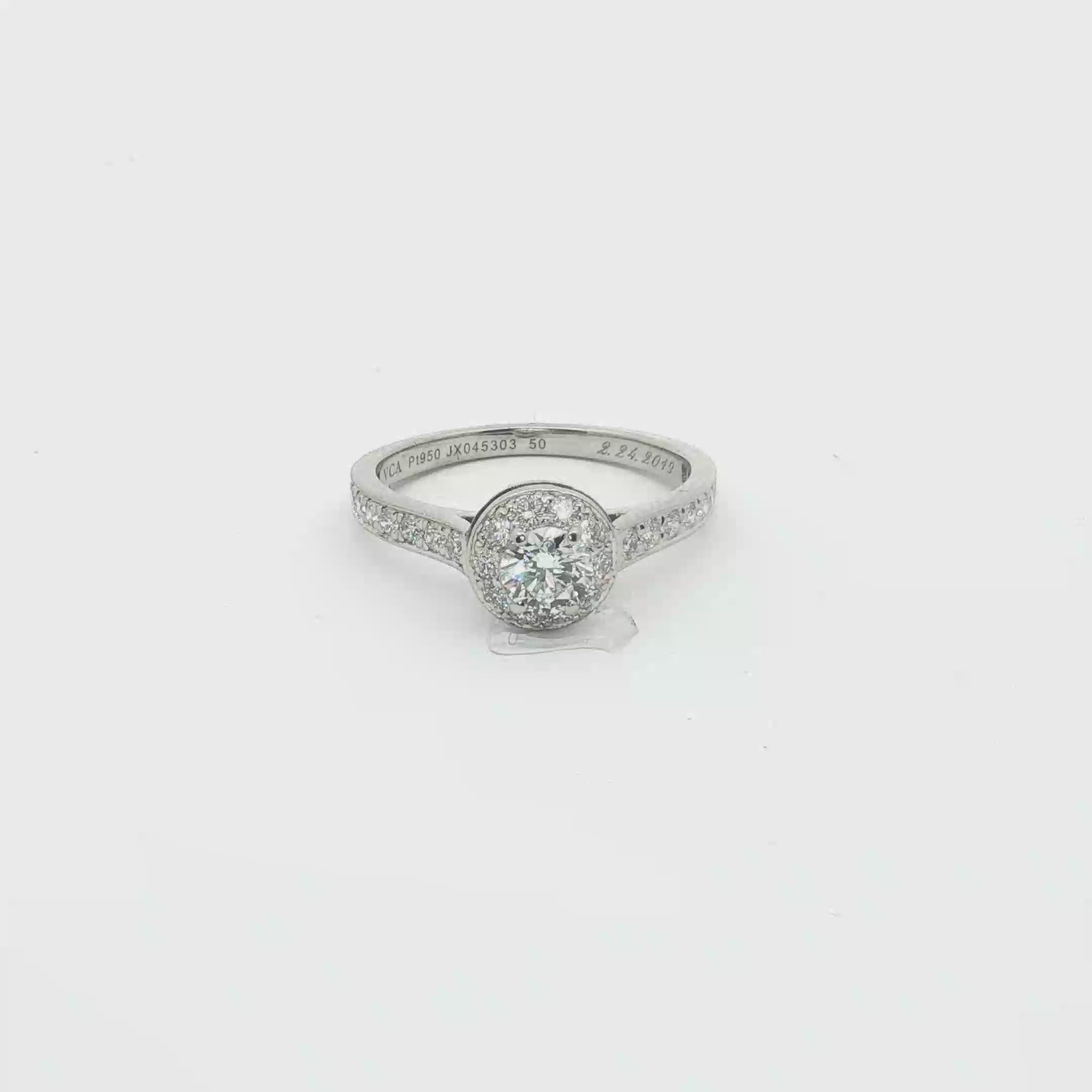 Van Cleef & Arpels Platinum Diamond Halo Ring – Approx. 0.60CTW