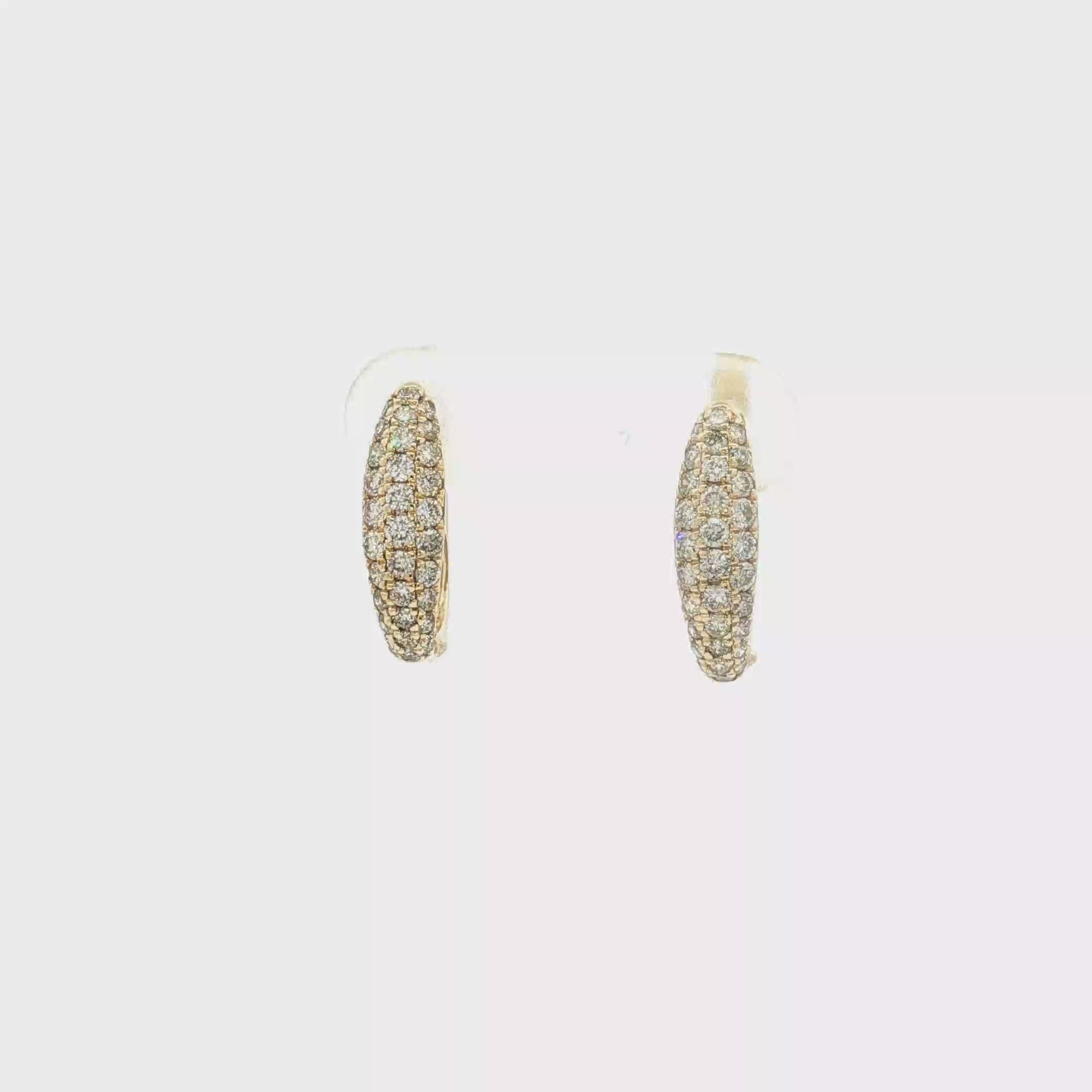 14K Yellow Gold Diamond Hoop Earrings