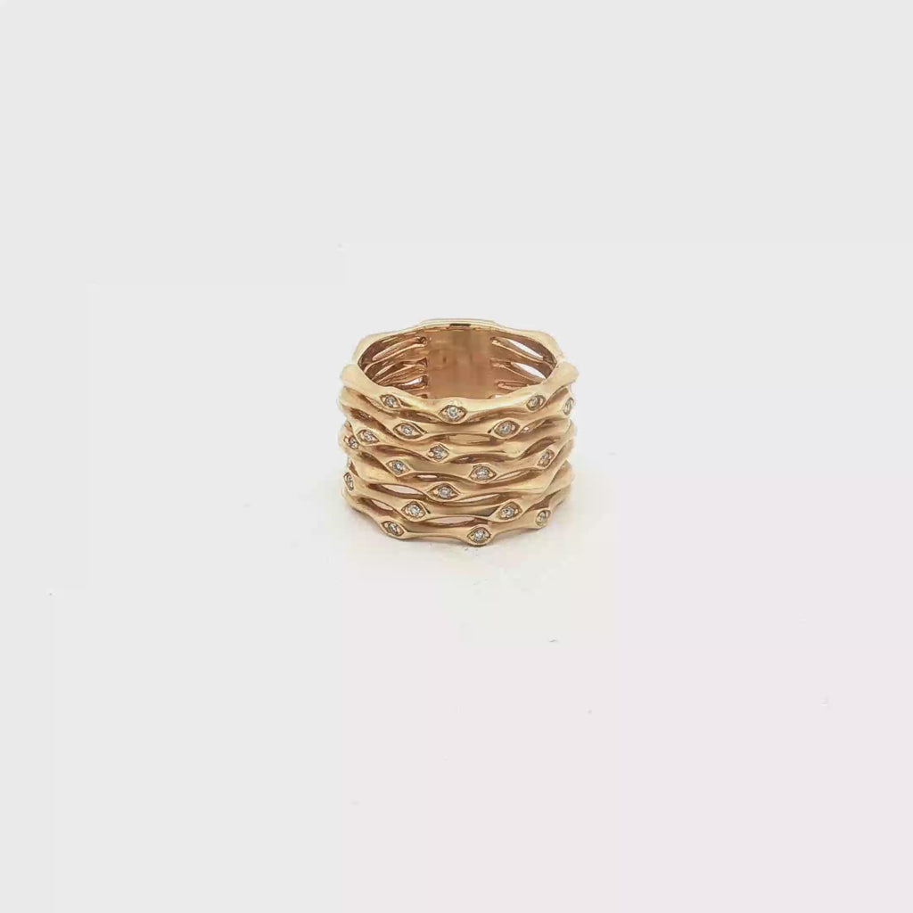 Gabriel & Company 14K Yellow Gold Diamond Multi-Row Band