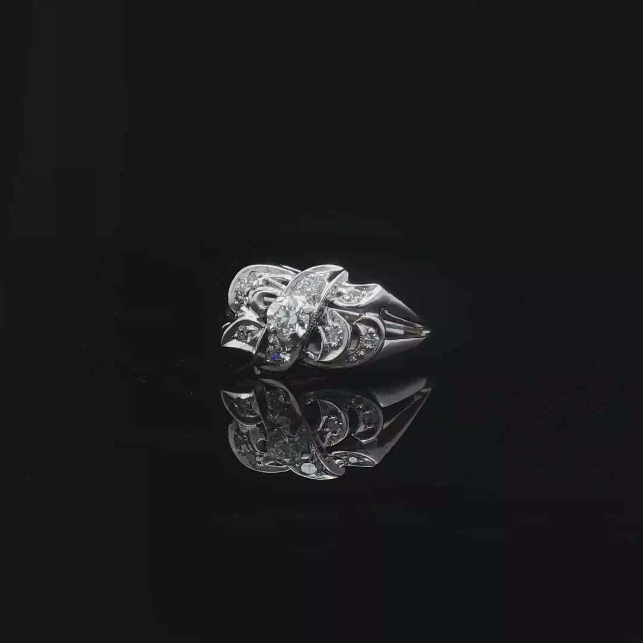 14K White Gold Estate Diamond Ring, c. 1930s–1940s