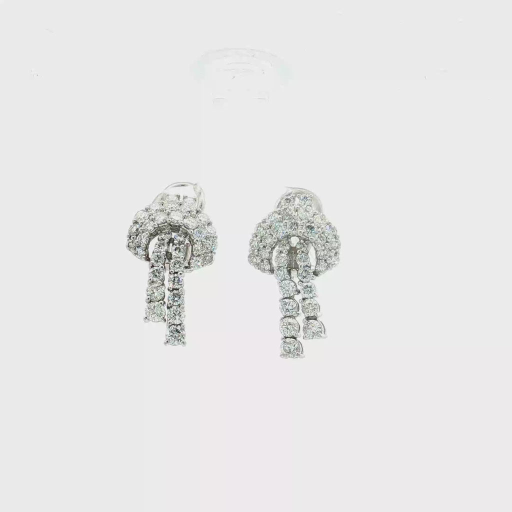 18K White Gold Vintage Love Know Diamond Drop Earrings