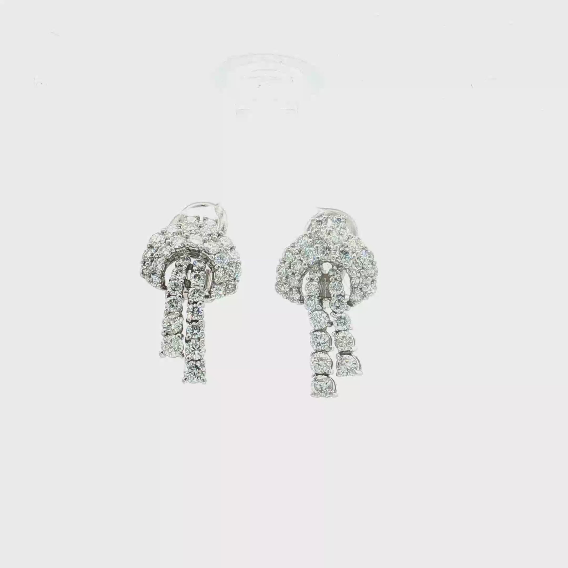 18K White Gold Vintage Love Know Diamond Drop Earrings