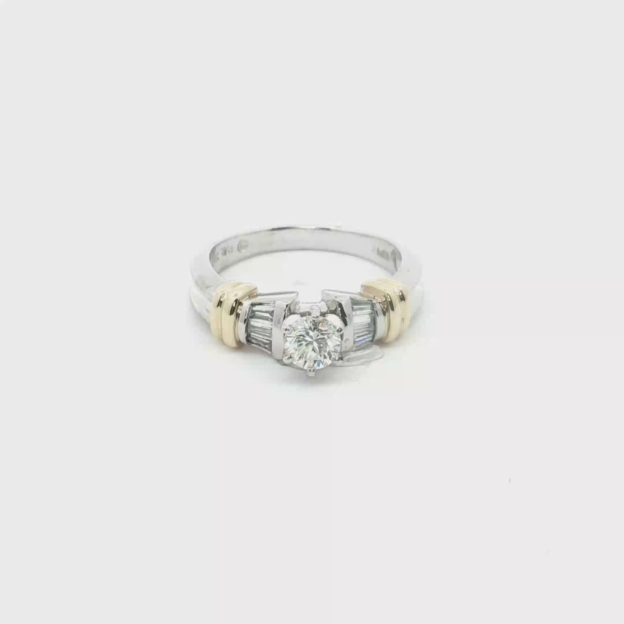 Estate Platinum & 18K Yellow Gold Diamond Solitaire Ring