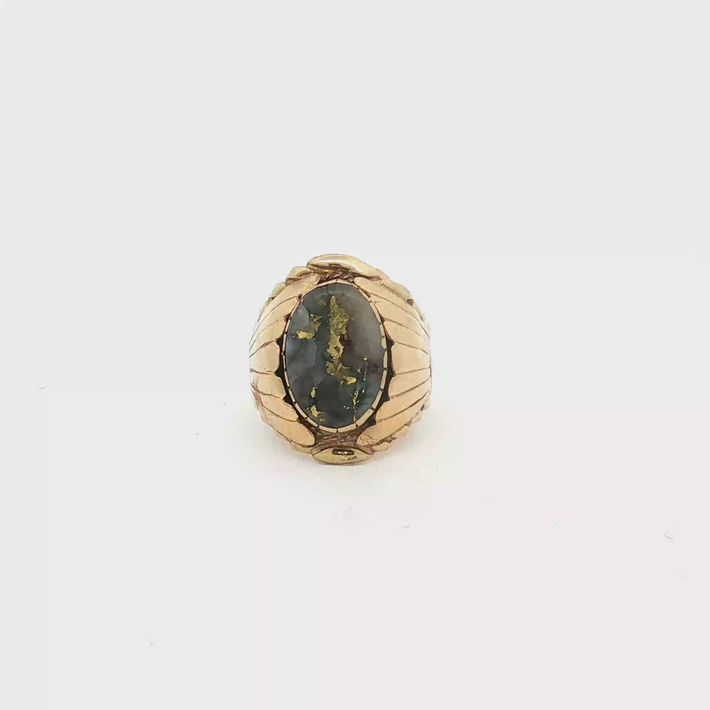 Vintage 14K Yellow Gold Native American Style Gold Quartz Ring