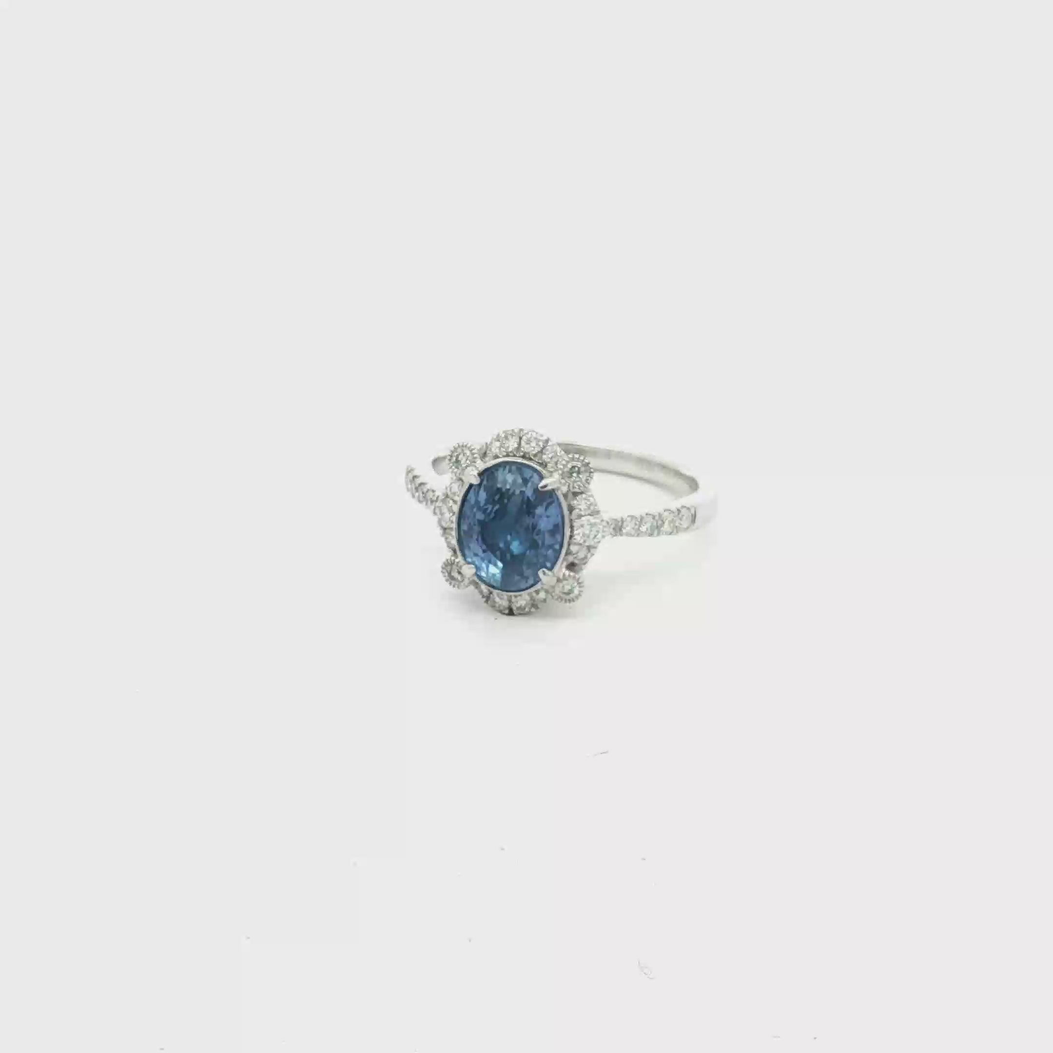 Estate Platinum 2.09 Carat Sapphire and Diamond Ring (GIA Certified)