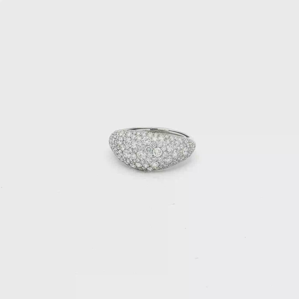Kat Florence 18K White Gold Diamond Honeycomb Pavé Dome Ring