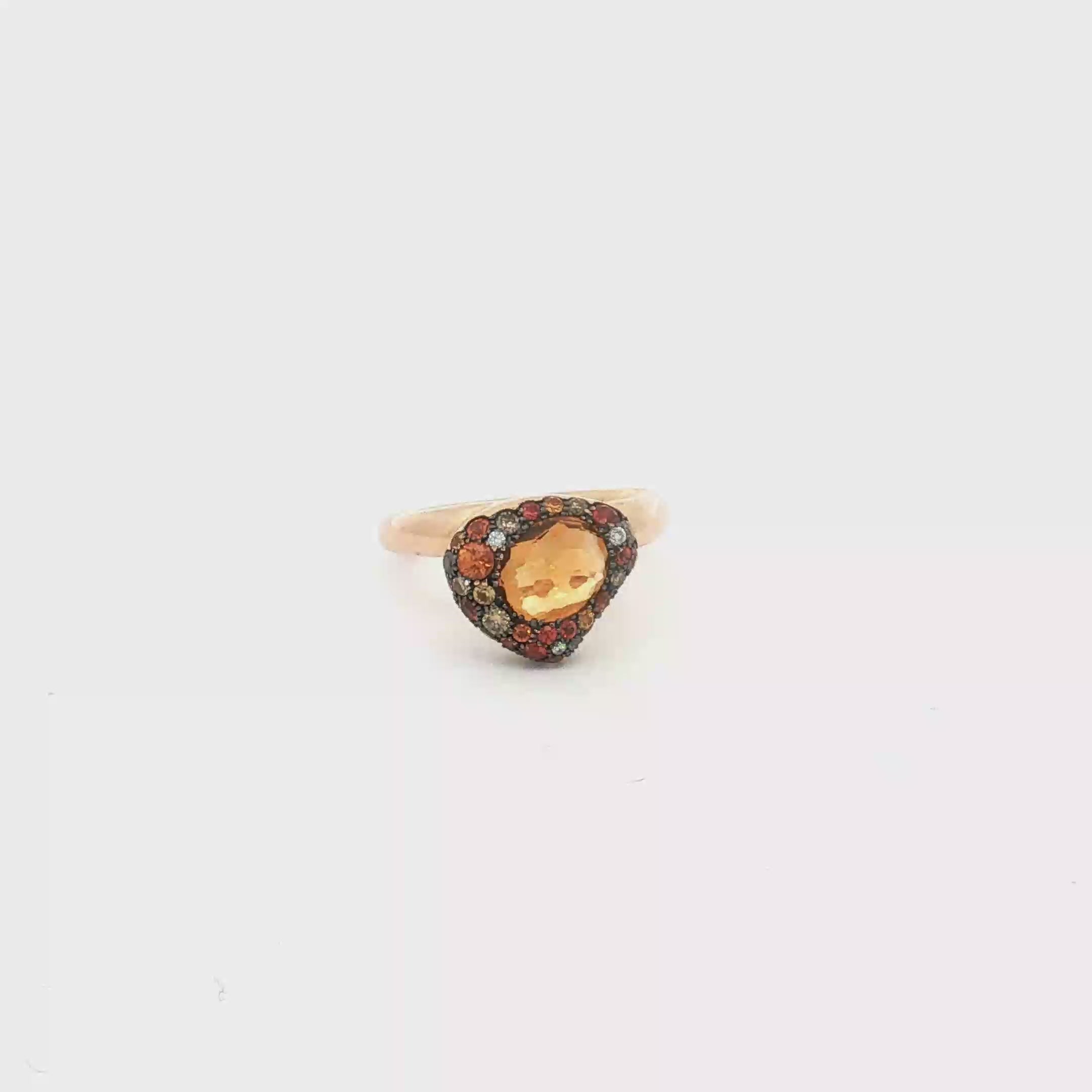 Bucherer 18K Rose Gold Citrine, Diamond and Sapphire Ring