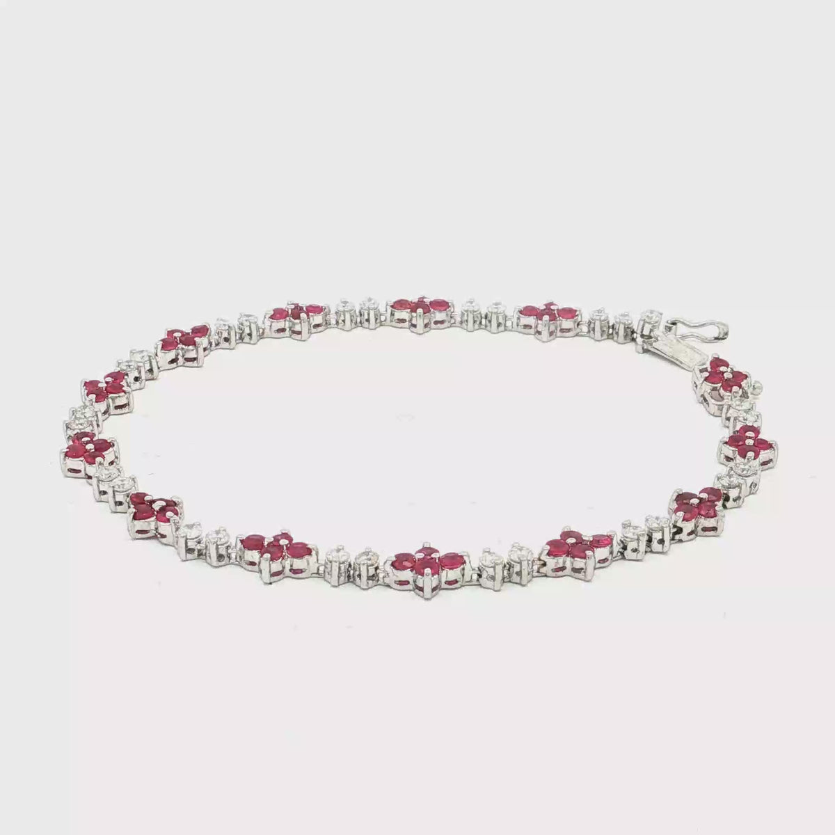 18K White Gold Diamond and Ruby Bracelet