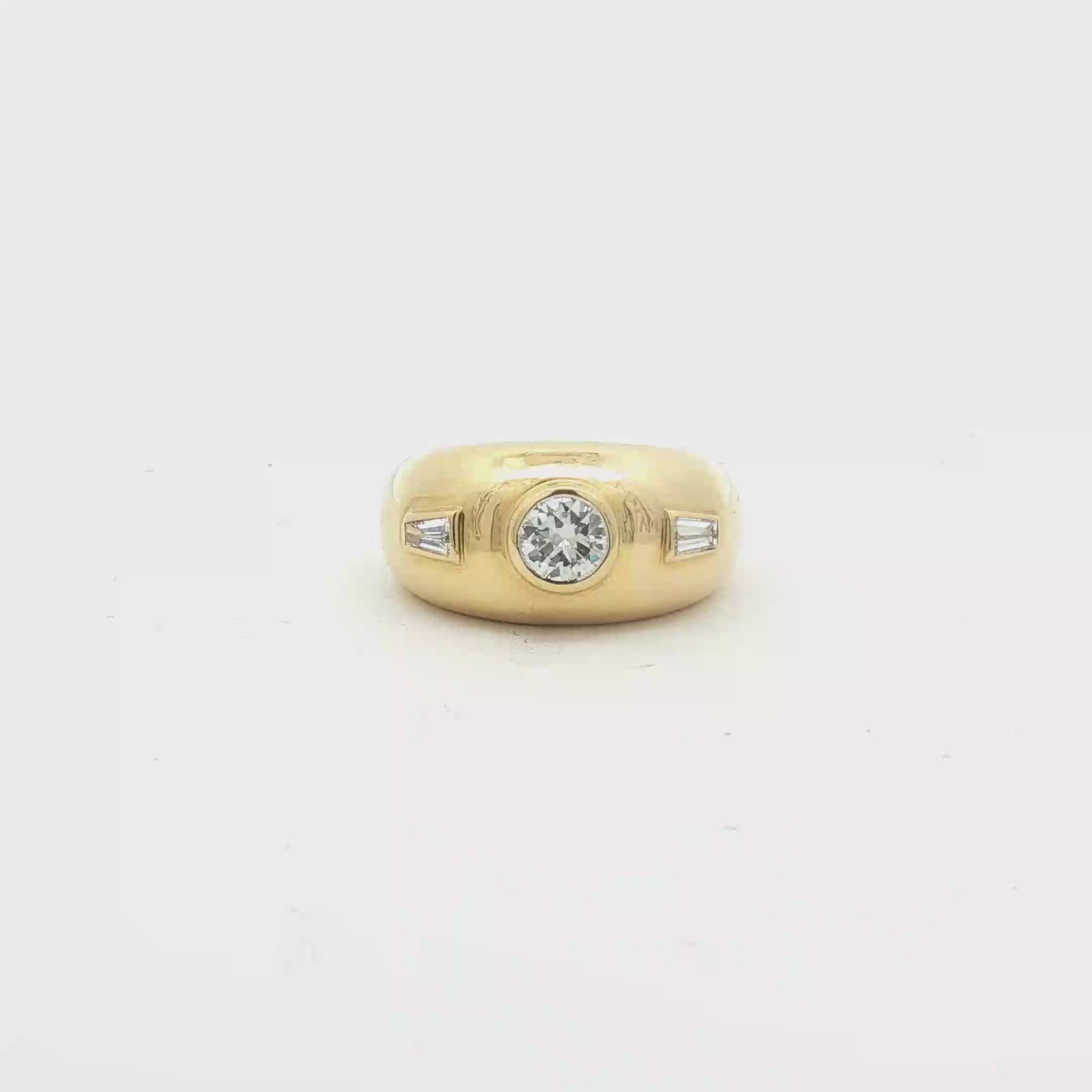 Estate 18K Yellow Gold Gypsy-Set Diamond Ring
