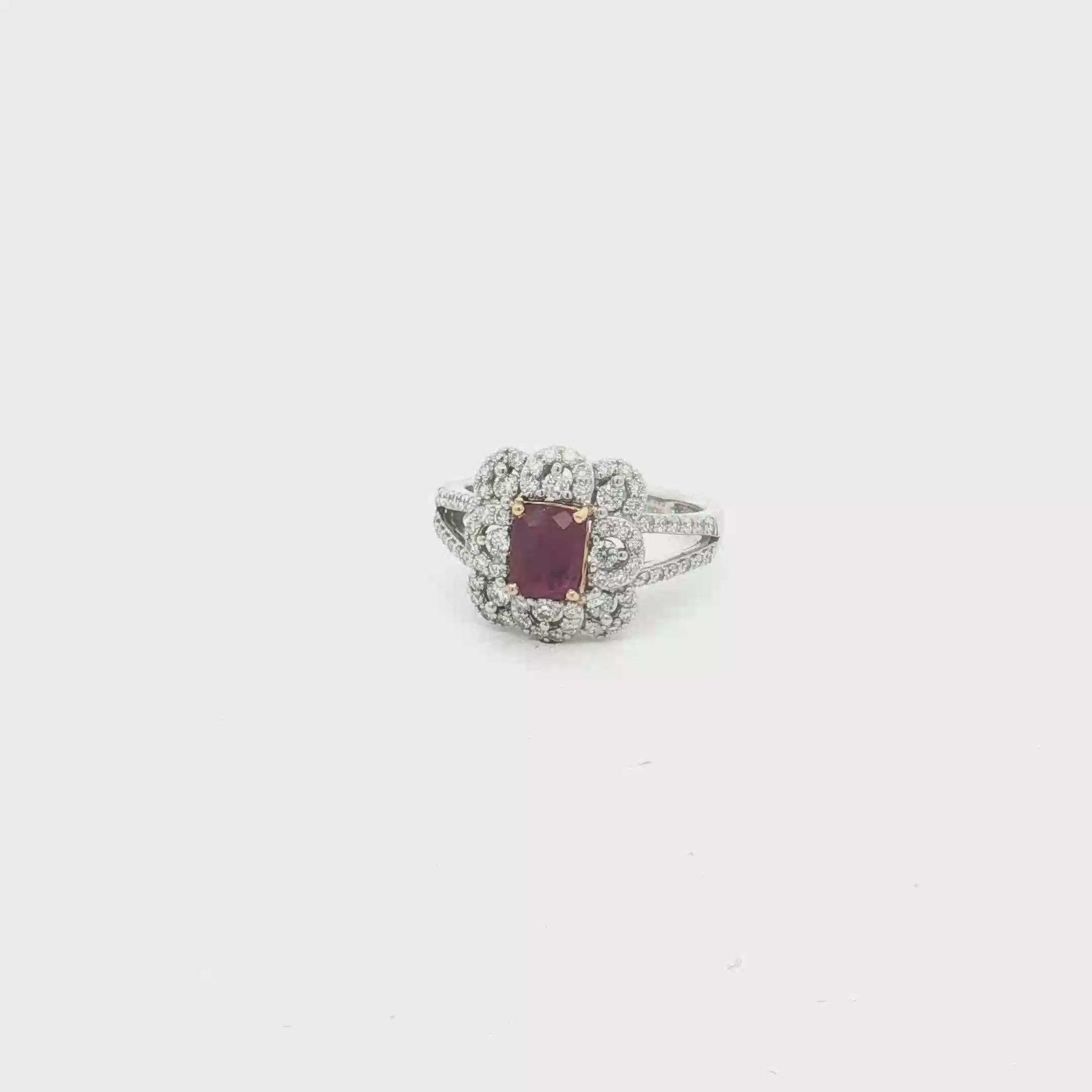 18K White Gold 1.10 Carat Pink Kashmir Sapphire and Diamond Ring (GIA Certified)
