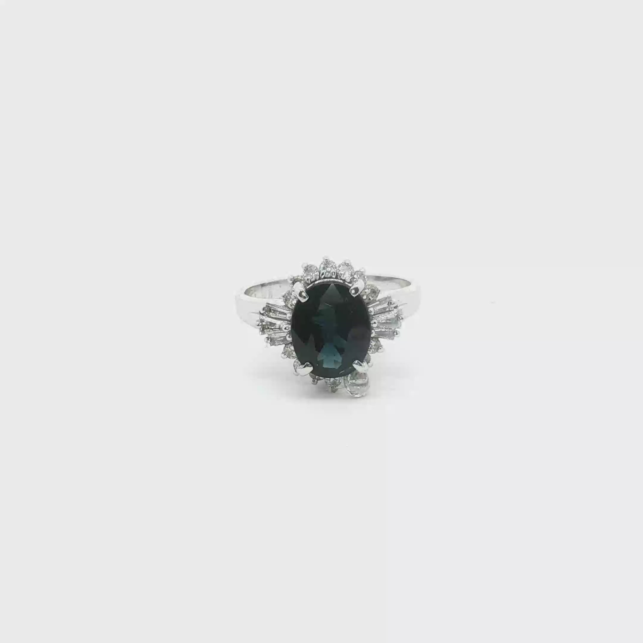 Platinum 2.75 Carat Sapphire & Diamond Estate Ring