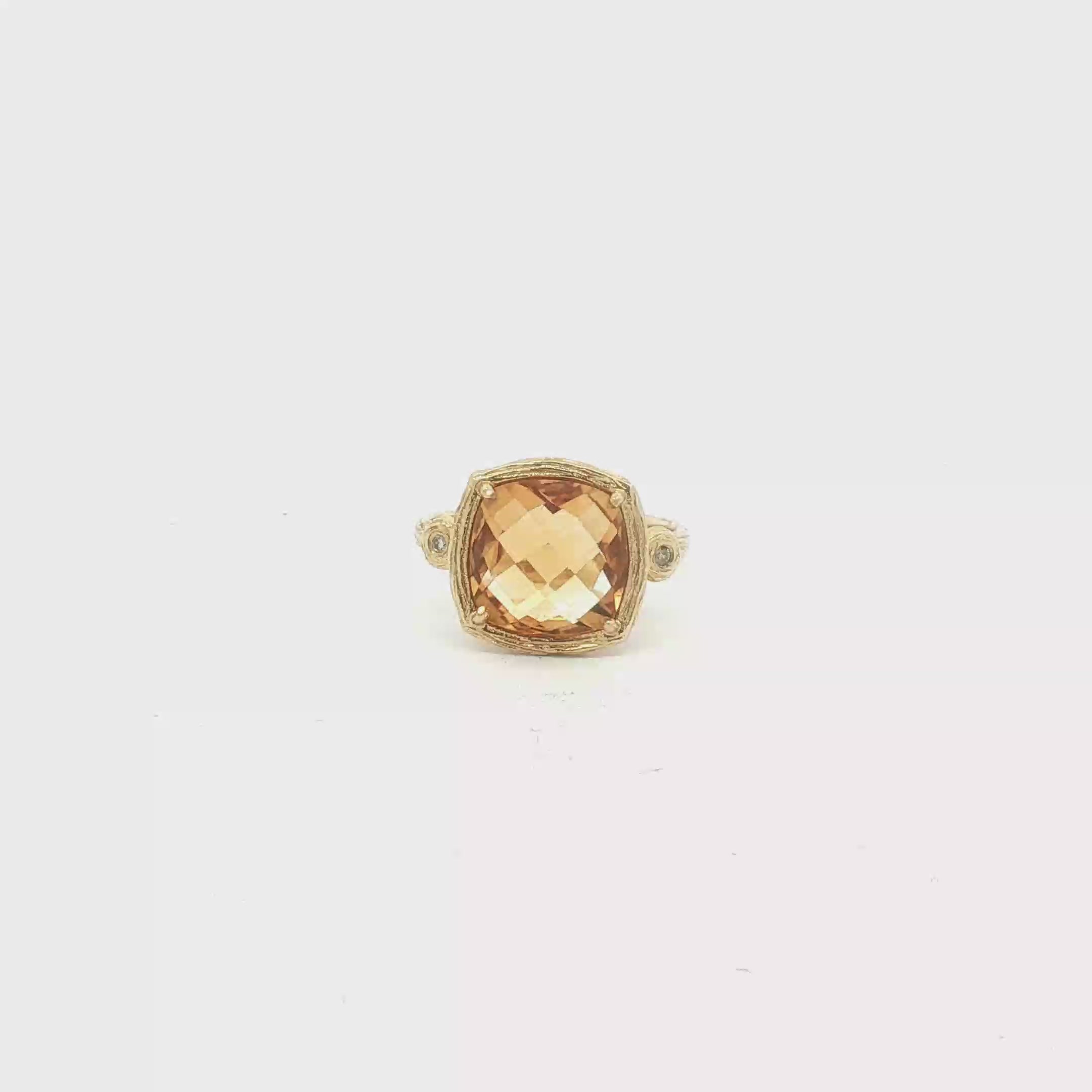 Estate 14K Yellow Gold ~3.7 Carat Citrine and Diamond Ring