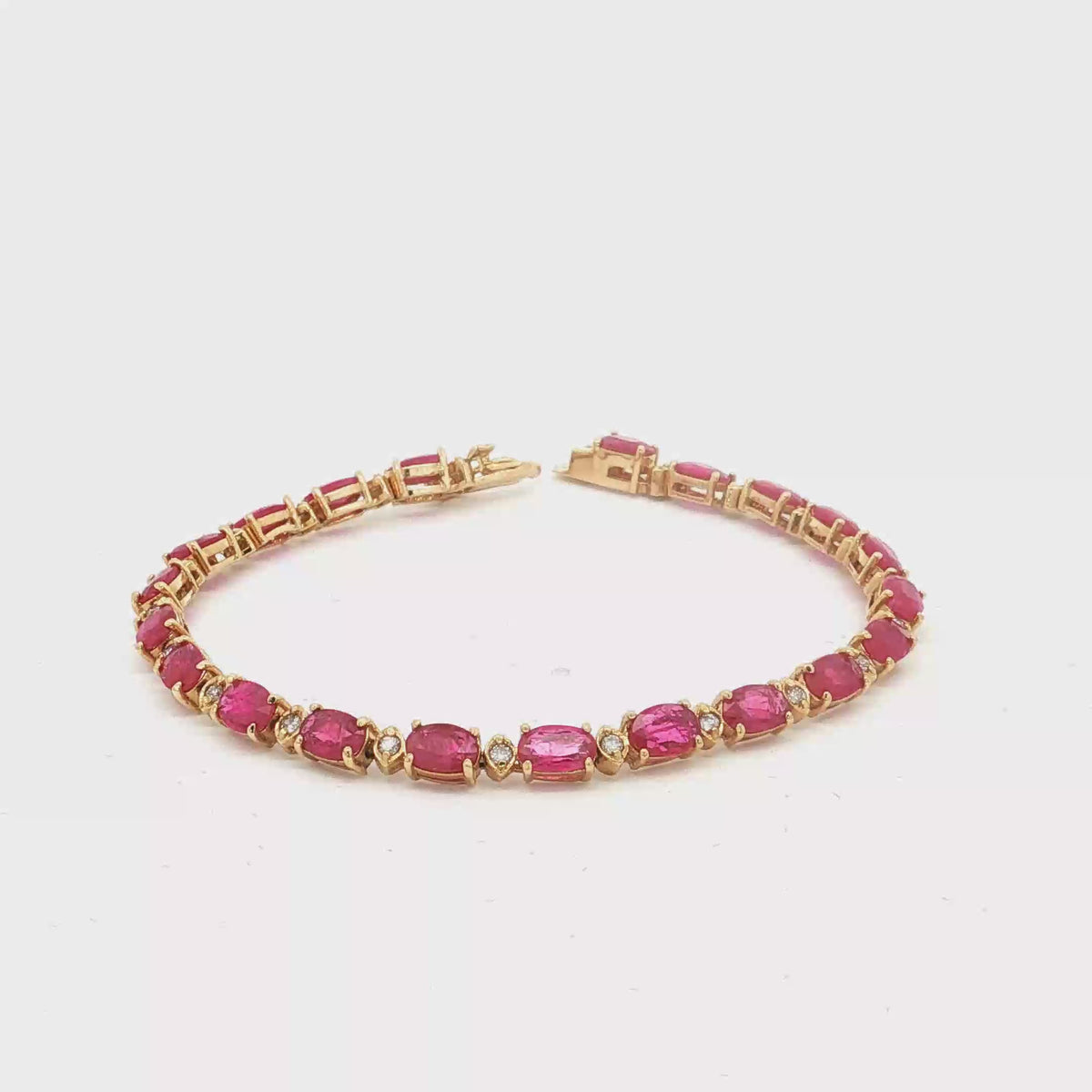14K Yellow Gold Ruby and Diamond Bracelet