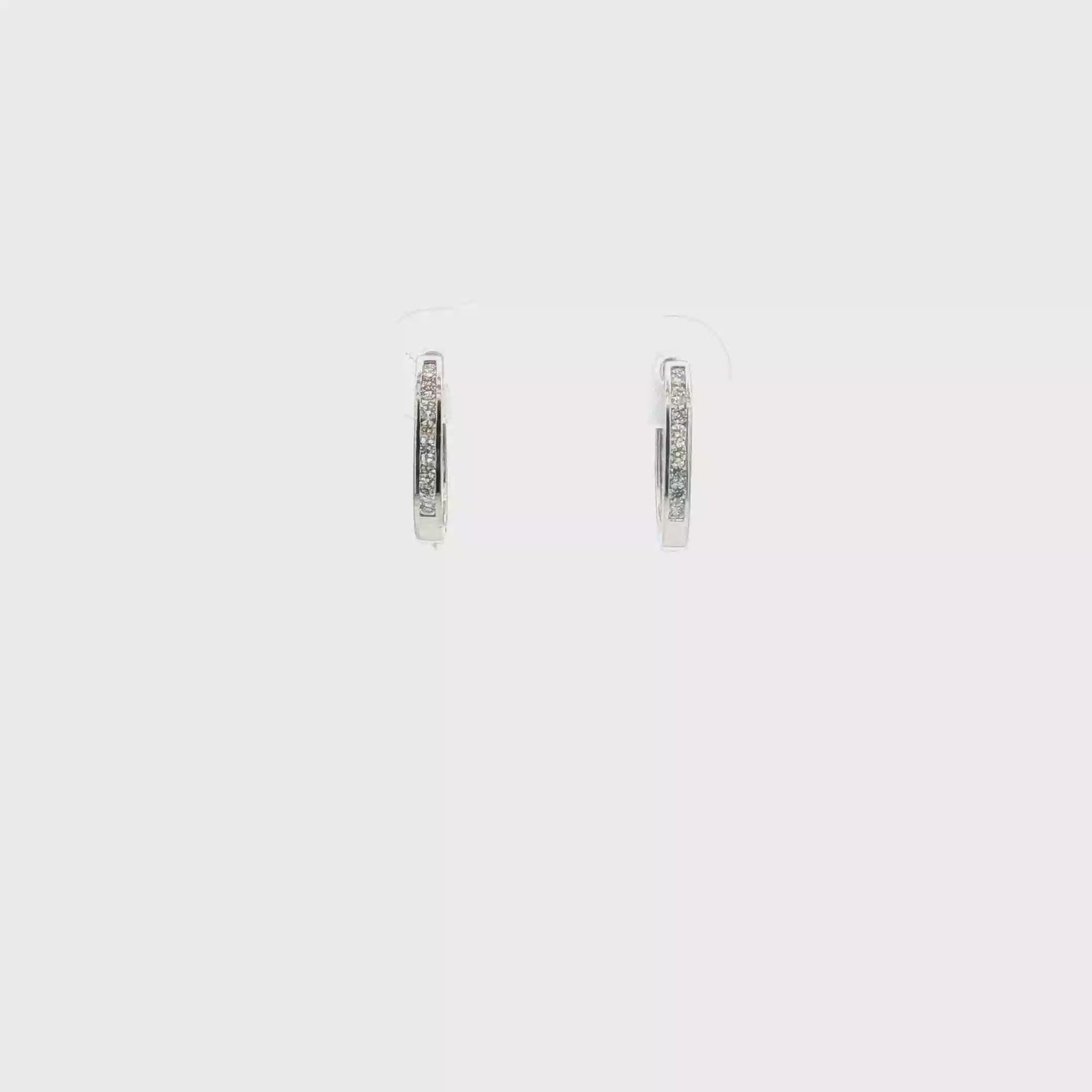 14K White Gold Diamond Huggie Earrings