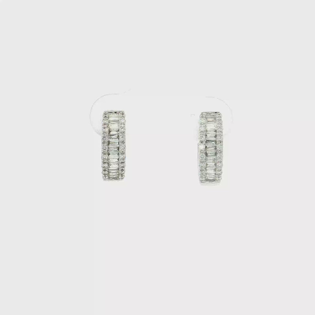 18K White Gold Diamond Huggie Earrings