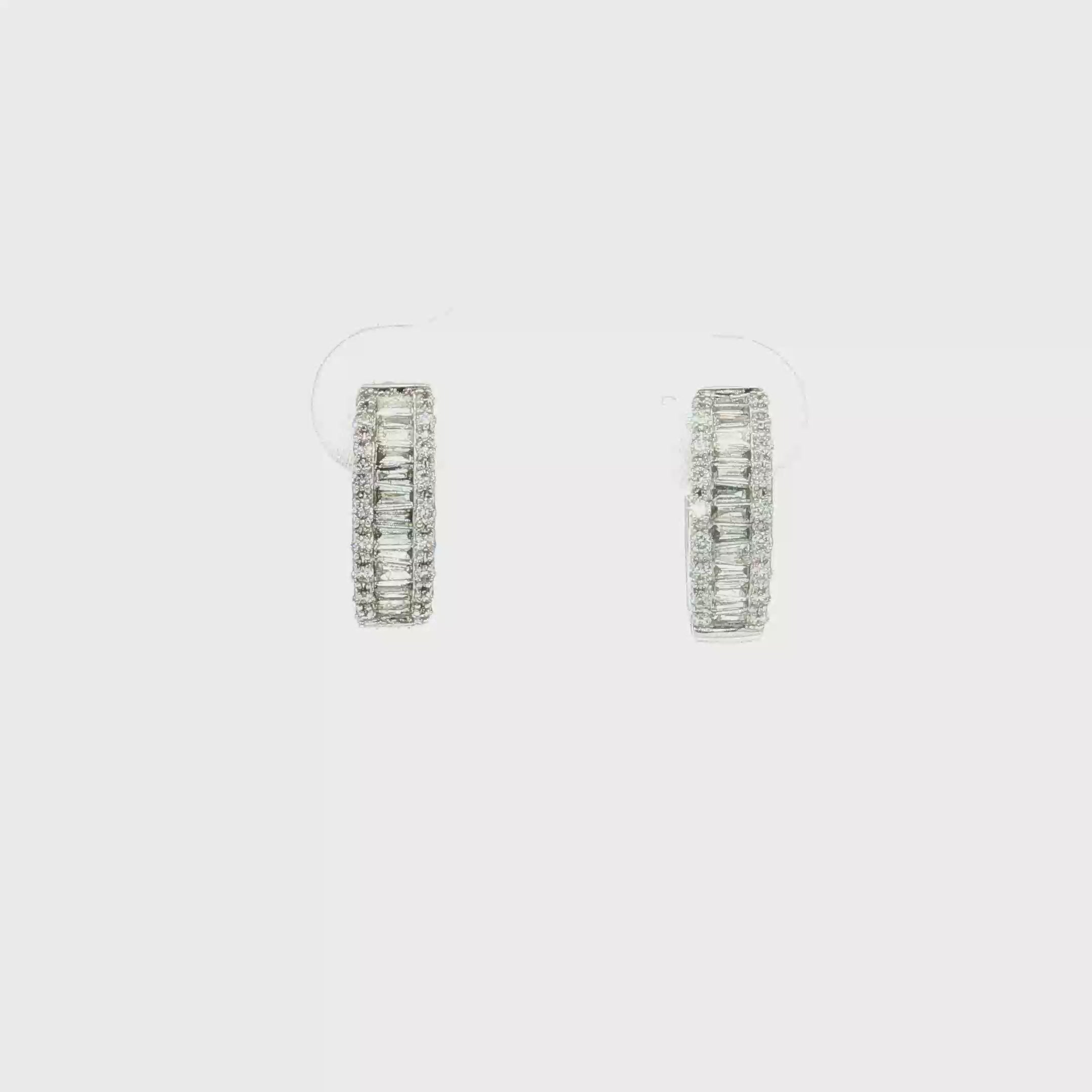 18K White Gold Diamond Huggie Earrings