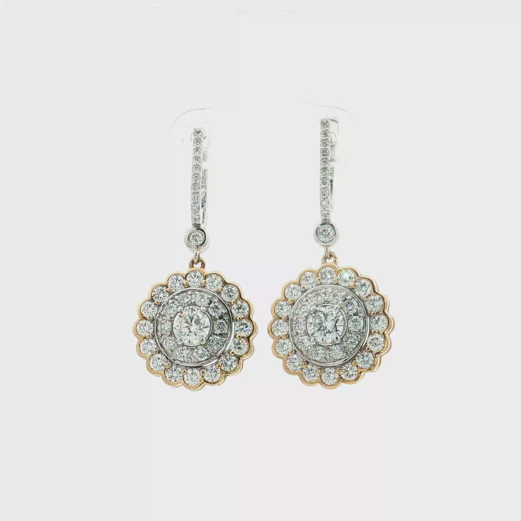 18K Yellow and White Gold Diamond Earrings