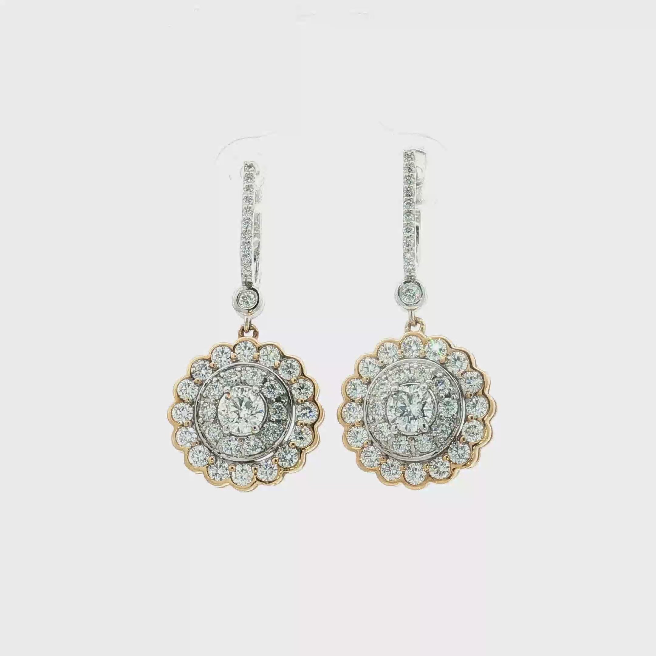 18K Yellow and White Gold Diamond Earrings
