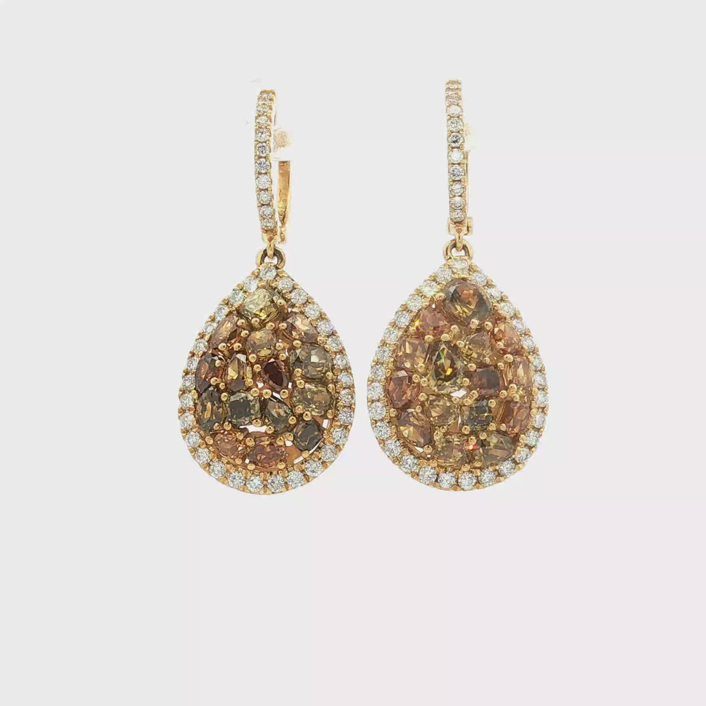 18K Yellow Gold ~1.23 Carat Fancy Colored Diamond Earrings