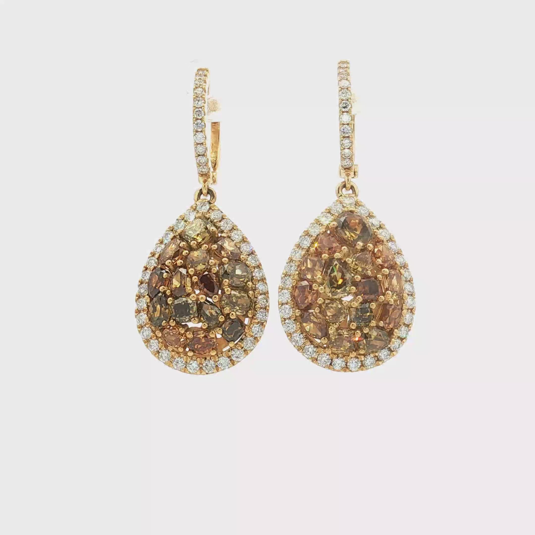 18K Yellow Gold ~1.23 Carat Fancy Colored Diamond Earrings