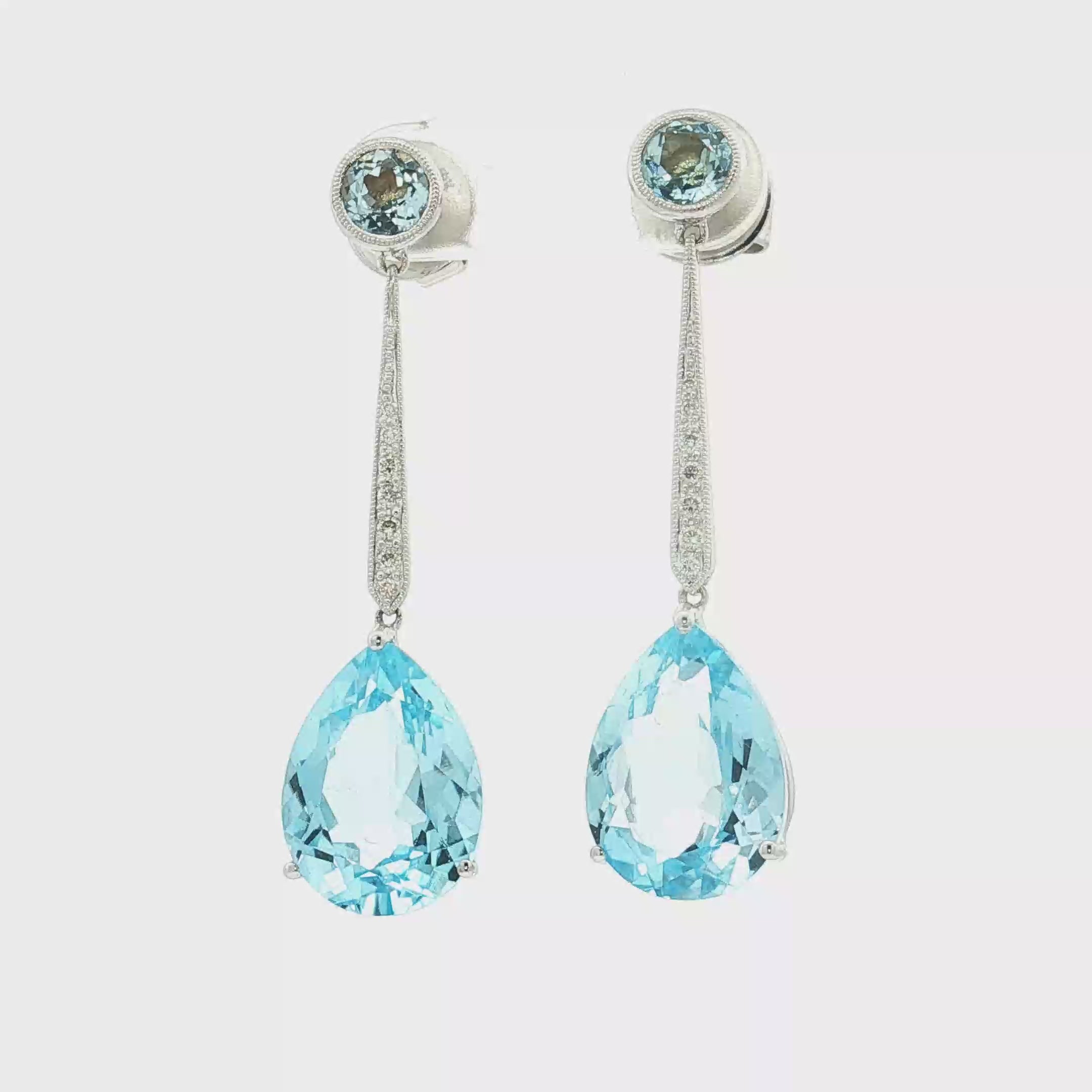18K White Gold topaz and Diamond Drop Earrings