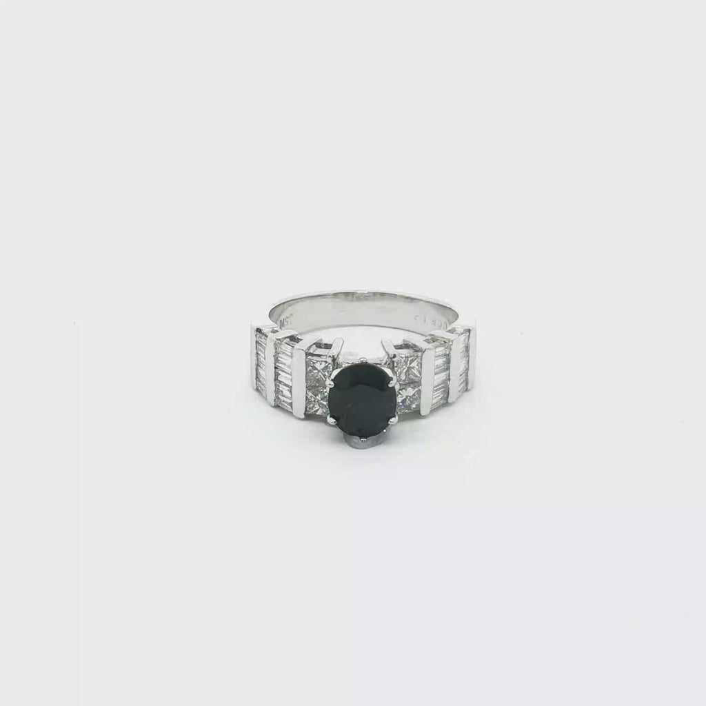 Platinum 1.50 Carat Sapphire & Diamond Estate Ring