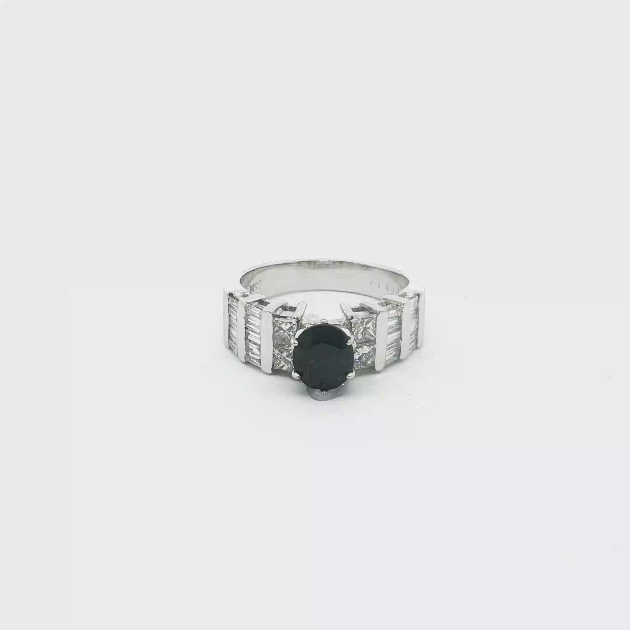 Platinum 1.50 Carat Sapphire & Diamond Estate Ring