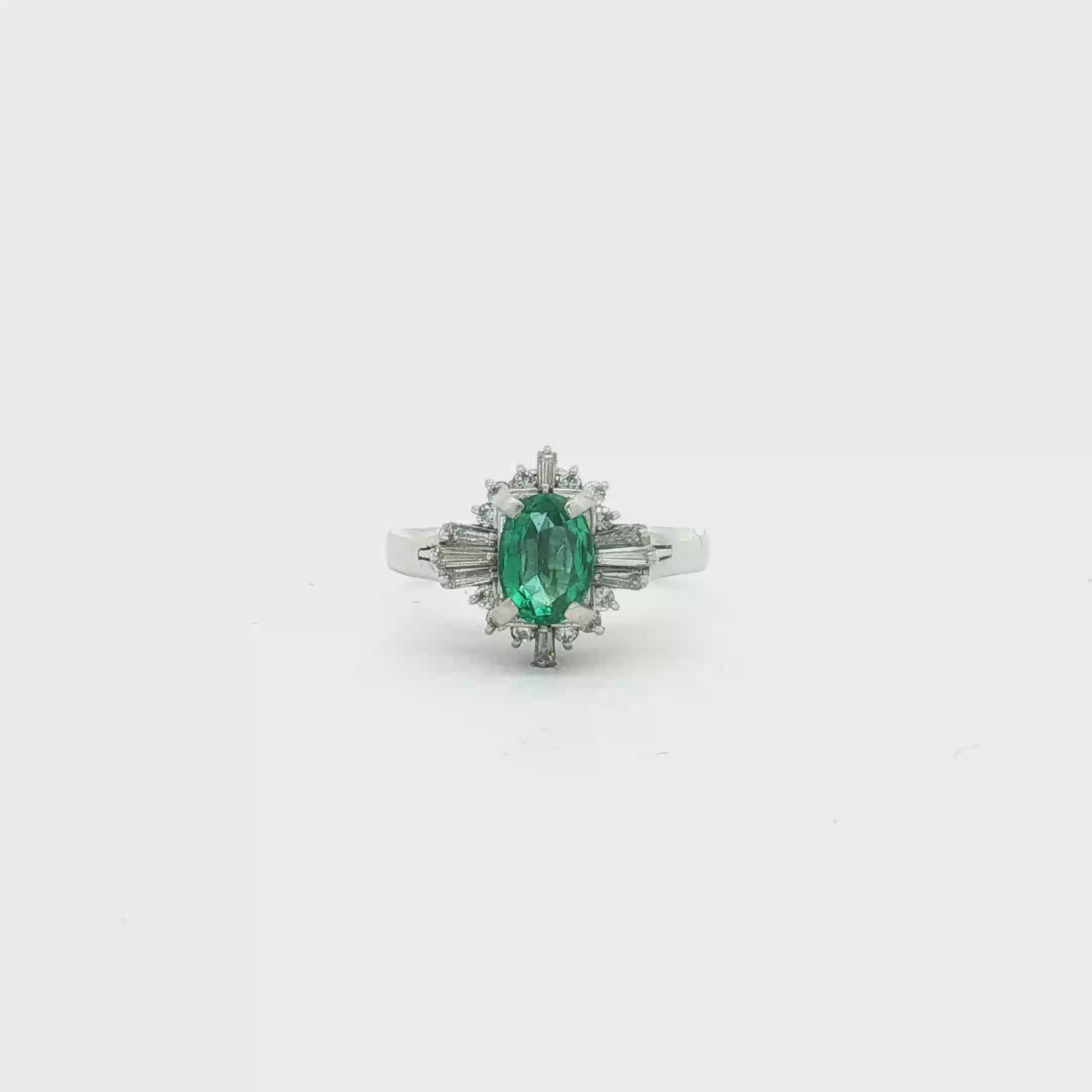 18K White Gold Emerald and Diamond Ring